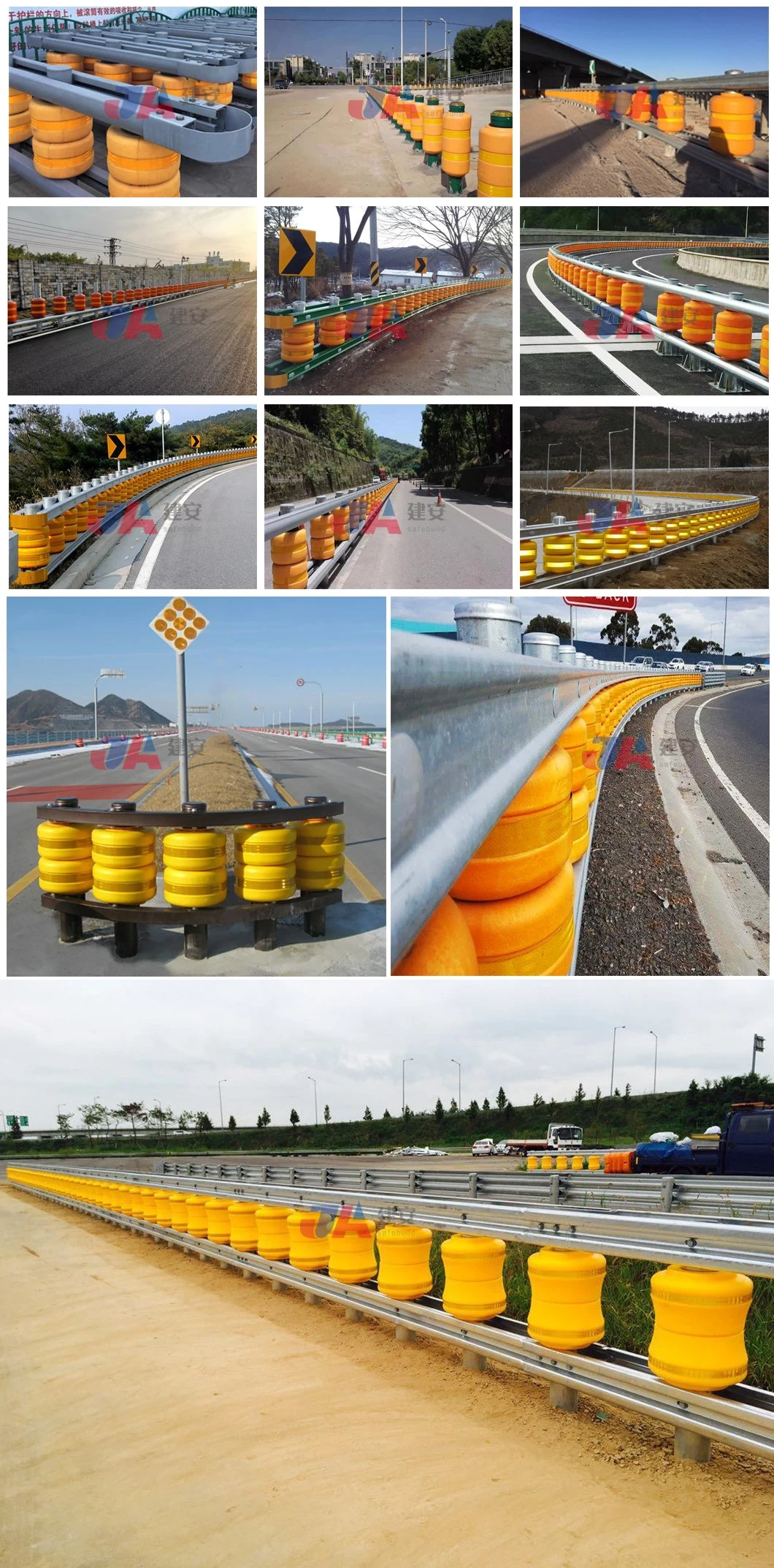 EVA Material Highway Protective Used Traffic Safety Rolling Guardrail Roller Barrier