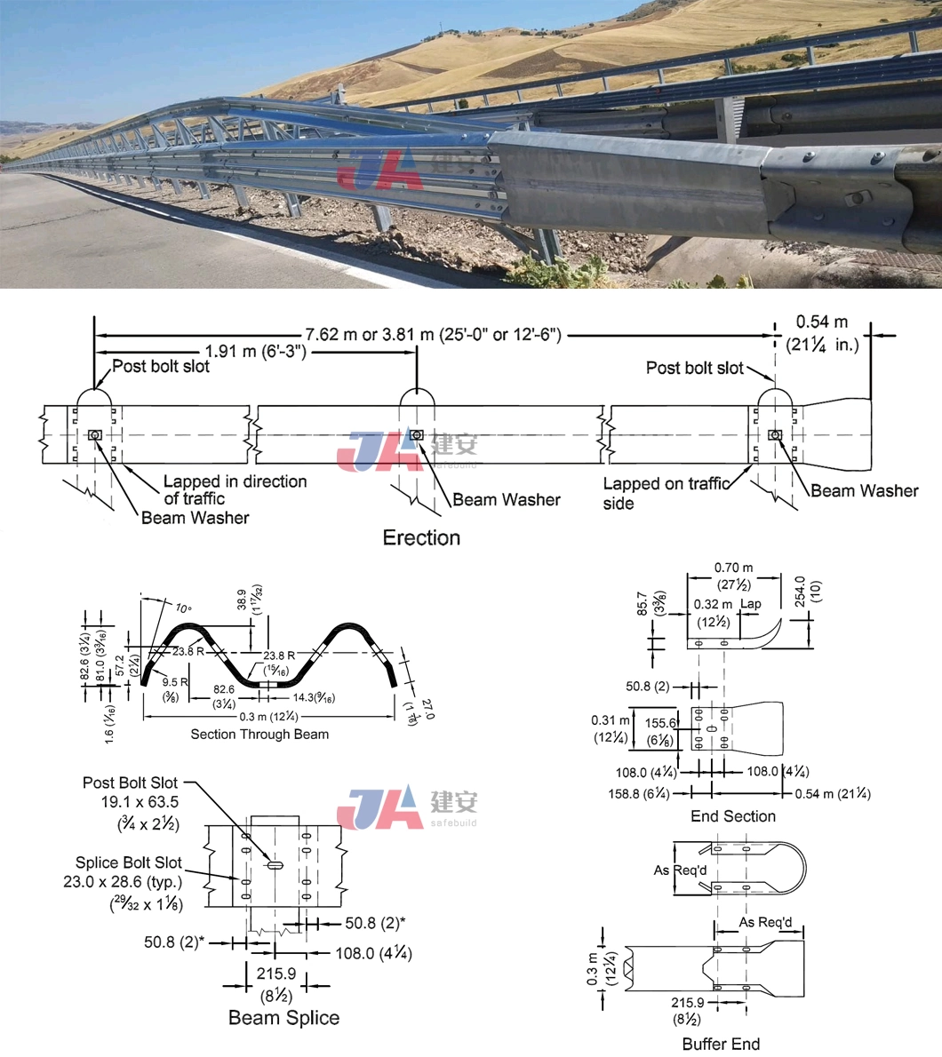 Road Safety Steel Fence W Beam Guardrail Highway Crash Barrier