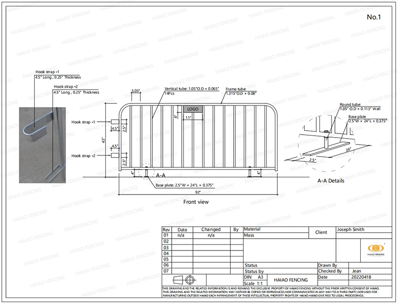 Cheap Used Galvanized Road Safety Portable Metal Barricade Event Crowd Control Traffic Barriers for Temporary/Parking